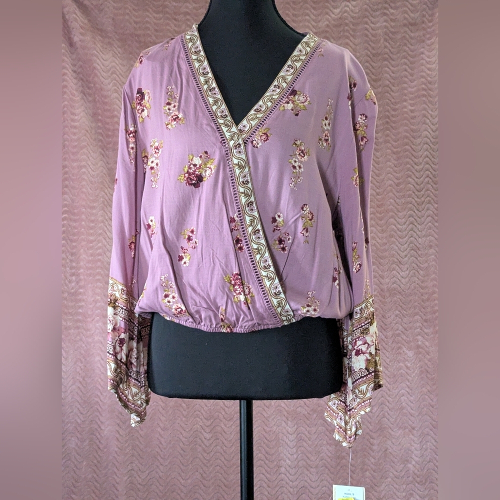 NWT Rewind Women's /Juniors Antique Plum Floral Top - Picture 7 of 8